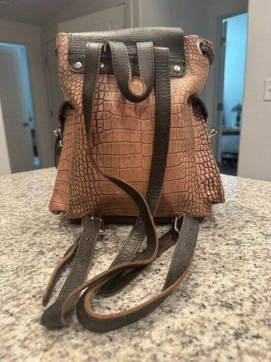 FREEBIRD Brett Backpack/bag/purse-Pink Blush Croco - Picture 3 of 6